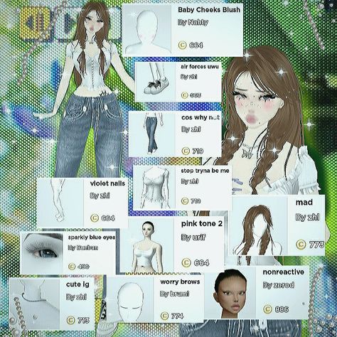 Imvu Girls Avatar Ideas, Cute Imvu Outfits, Everskies Outfits With Names, Fit Imvu, Imvu Avatar Ideas, Imvu Avi Ideas, Paris Hilton Quotes, Imvu Fits, Imvu Avi