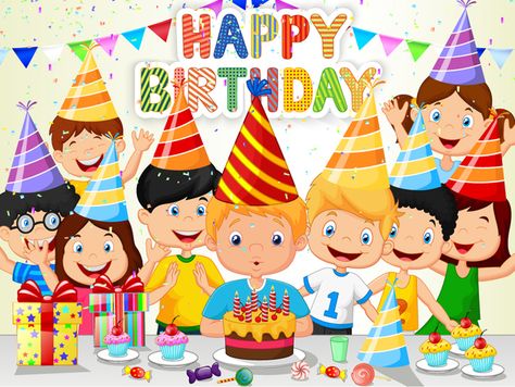 Happy birthday background with cute chrildren vector 03 Indoor Birthday Parties, Birthday Party Clipart, Happy Birthday Theme, Indoor Birthday, Birthday Party Images, Party Cartoon, Birthday Cartoon, Party Clipart, Happy Birthday Song