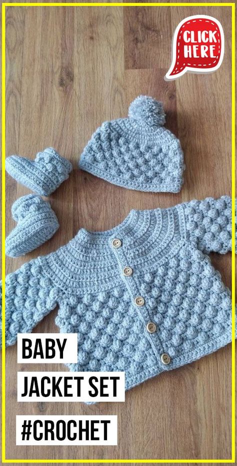 crochet Baby Jacket Set easy pattern - Easy Crochet Jacket Pattern for Beginners. Click to Get the Pattern #Jacket #crochetpattern #crochet via @shareapattern.com Crochet Baby Boy Sweater Set Free Pattern, Crochet Baby Boy Sweater Set, Crochet Baby Sweater Set, Crochet Layette Set Free Pattern, Crochet Baby Layette Sets Free Pattern, Crochet Baby Boy Sweater Free Pattern, Free Crochet Baby Cardigan Pattern, Baby Boy Crochet Patterns Free, Crochet Baby Sets Free Pattern