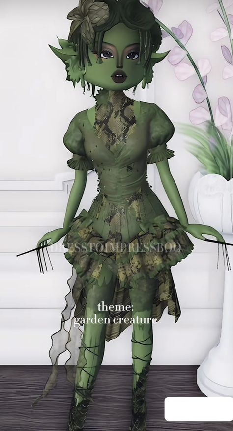 Goblins And Ogres Dress To Impress Theme, Green Dress To Impress, Fairytale Dress To Impress, Plant Monster, Bloxburg Decals Codes Aesthetic, Vip Dress, Siren Mermaid, Childhood Stories, Monster Theme