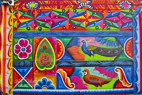 Colour palette, geometric designs? Birds? Truck Art Color Palette, Pakistani Truck Art Pattern, Truck Art Indian, Truck Art Pakistan Drawing, Truck Art Pakistan Pattern, Indian Truck Art Typography, Fire Truck Activities, Truck Art Pakistan, Old Truck Photography