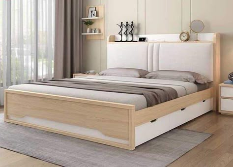 Bed Designs With Storage, Bed Headboard Design, Bedroom Interior Design Luxury, Wooden Bed Design, Bed Design Modern, Cama King, Room Partition Designs, Bedroom Decor Design, Bedroom Bed Design