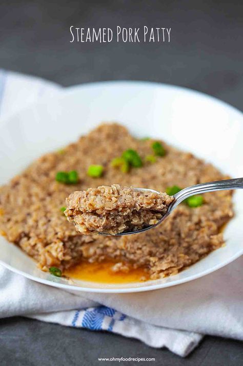 Chinese steamed minced pork (冬菇蒸肉餅) - Oh My Food Recipes Pork Chinese, Asian Pork Recipes, Steamed Meat, Chinese Mushrooms, Pork Mushroom, Steamed Pork, Minced Pork, Asian Pork, Moms Cooking