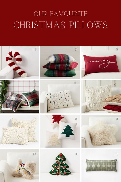 Our Favourite Holiday Pillows & Throws - Making it in the Mountains Red Christmas Pillows, Christmas Pillow Decor, Coffee Gifts Card, Weekend Reading, Holiday Throw, Christmas Light Displays, Diy Gift Baskets, Christmas Throws, Holiday Plaid