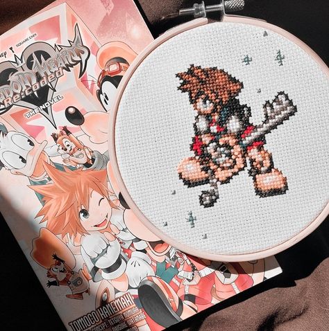 Kingdom Hearts Cross Stitch, Stitch Pokemon, Cross Stitch Heart, Fabric Colour, Needle Point, Needle Punch, Stitch Art, Embroidery Needles, Needle Art