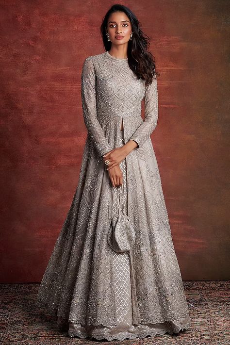 Ivory Net Zardosi Embroidered Anarkali Lehenga Set Design by Jayanti Reddy at Pernia's Pop Up Shop 2023 Jayanti Reddy, Anarkali Lehenga, Embroidered Anarkali, Latest Bridal Dresses, Ritu Kumar, Net Dupatta, Indian Fashion Designers, Pernia Pop Up Shop, Fashion Consultant