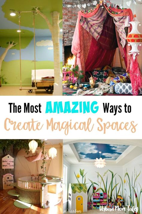 Use these amazing ideas to nourish your kids' imaginations! Inspiration for your playroom makeover, ideas for a new playroom or kids room design to create magical spaces for kids. Kids Hideout, Kids Nook, Magical Spaces, Kids Den, Luxury Living Room Inspiration, Daycare Rooms, Playroom Makeover, Playroom Inspiration, Magical Bedroom