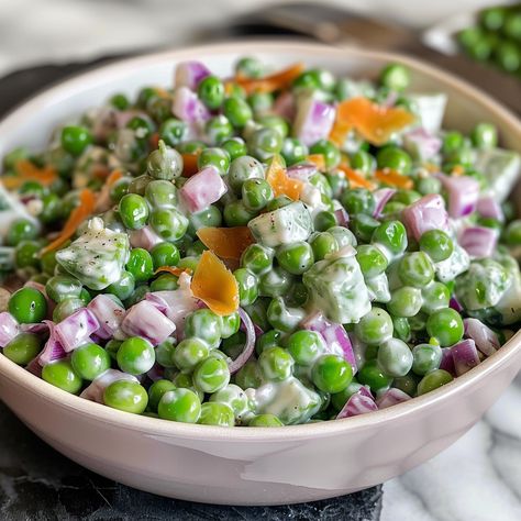 When it comes to side dishes that are both easy to make and full of flavor, few can compete with a Classic Pea Salad. This retro recipe has been a staple at family gatherings, potlucks, Garden Pea Salad, English Pea Salad Recipe, Southern Pea Salad, Classic Pea Salad, Cold Pea Salad, English Pea Salad, Pea Salad With Bacon, Green Pea Salad, Chestnut Recipes