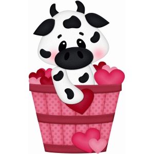 Kawaii Clipart, Cow Clipart, Cartoon Cow, Valentine Clipart, Pola Sulam, Cow Art, Cute Clipart, Punch Art, Silhouette Design Store