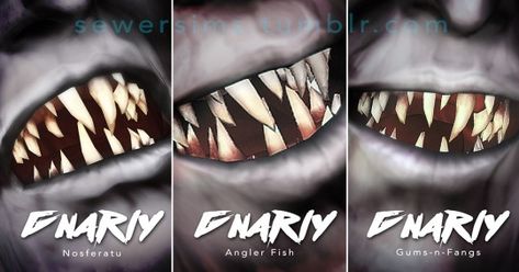 Fantasy Teeth, Alt Goth, Vampire Teeth, 4 Characters, Sims 4 Body Mods, Play Sims, Sims 4 Gameplay, Sims 4 Characters, Angler Fish