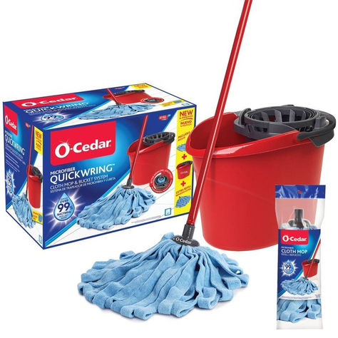 O-Cedar EasyWring RinseClean Microfiber Spin Mop & Bucket Floor Cleaning System, Grey Mop And Bucket, Scrub Sponge, Reusable Pad, Spin Mop, Dust Mop, Plastic Buckets, Microfiber Mops, Mop Pads, Tile Floors