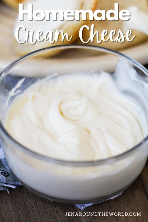 Let's make homemade cream cheese! It only takes 3 simple ingredients for the creamiest, and super soft cream cheese.

If I had known how easy it was to do this, I would have made this a long time ago! How To Make Homemade Cream Cheese, How To Make Cream Cheese At Home, Home Made Cream Cheese Recipe, How To Make Cream Cheese, Diy Cream Cheese, Make Cream Cheese At Home, Homemade Heavy Cream, Homemade Cream Cheese Recipe, Homemade Cheeses