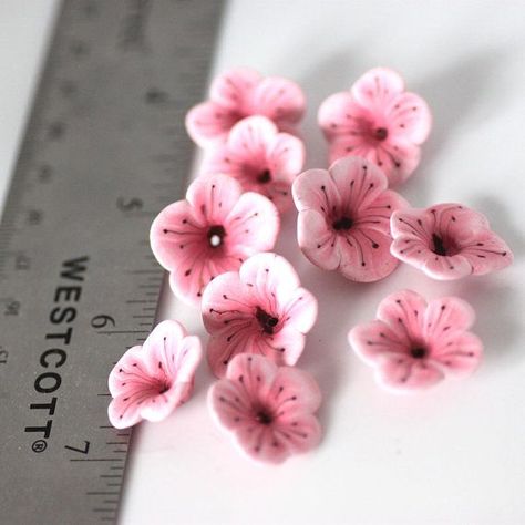 Beads Polymer Clay, Polymer Flowers, Clay Birds, Cherry Flower, Light Pink Flowers, Sakura Flower, Polymer Clay Flowers, Clay Flowers, Polymer Clay Charms