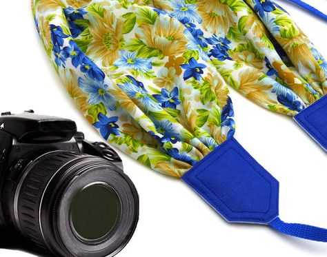 Flowers scarf camera strap. DSLR / SLR Camera Strap. by InTePro Lucky Elephant, Photographer Gifts, Camera Straps, Flowers Design, Camera Strap, Slr Camera, Simple Gifts, Guitar Strap, Body Style