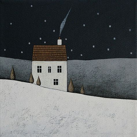 Under the Stars: Natasha Newton John Caple, Contemporary Art Illustration, Natasha Newton, Landscape Quilt, Blog Art, Landscape Quilts, Naive Art, Winter Art, Folk Art Painting