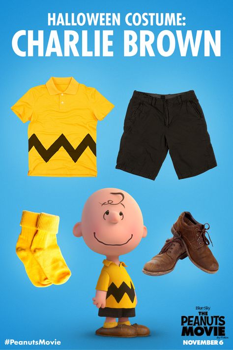 The underdog costume with the most heart! Who’s dressing as Charlie Brown this year? The Peanuts Halloween Costumes, The Great Pumpkin Charlie Brown Costumes, Charlie Brown Christmas Costume Ideas, Charlie Brown Christmas Costume, Charlie Brown Diy Costume, Charlie Brown Kids Costume, Charlie Brown Characters Costumes, Charlie Brown Family Costume, Charlie Brown Outfit