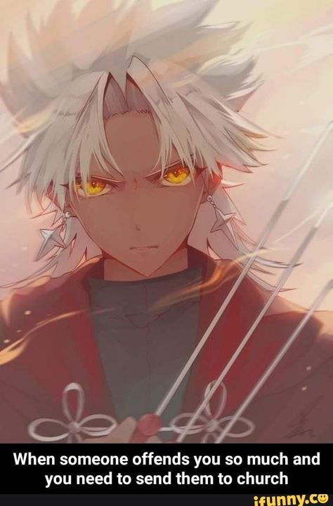 * When someone offends you so much and you need to send them to church - When someone offends you so much and you need to send them to church – popular memes on the site iFunny.co #fate #gaming #fate #fatego #fategrandorder #meme Shirou Kotomine, Amakusa Shirou, Amakusa, Fate Apocrypha, White Hair, Anime Character, Memes, Hair, Anime