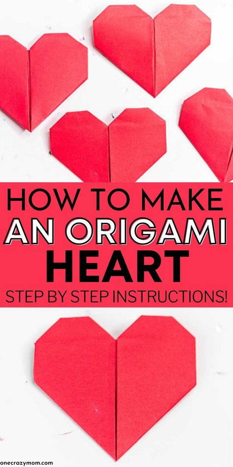 How to make an Origami Heart - simple diy origami heart Love Heart Origami, Simple Origami Heart, How To Make Origami Hearts, How To Make An Origami Heart, How To Make A Heart Out Of Paper, Easy Origami For Kids Step By Step, Diy Origami Step By Step, Oragami Ideas Cute Easy Step By Step, Heart Origami Easy