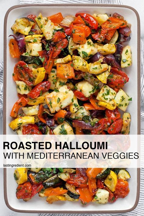 Roasted Mediterranean Vegetables and Halloumi | Last Ingredient | Recipe | Easy mediterranean diet recipes, Tasty vegetarian recipes, Roasted vegetable recipes Vegetarian Sheet Pan, Mediterranean Veggies, Cheap Easy Healthy Meals, Zucchini Yellow Squash, Mediterranean Vegetables, Roasted Mediterranean Vegetables, Mediterranean Diet Recipes Dinners, Easy Mediterranean Diet Recipes, Tasty Vegetarian Recipes