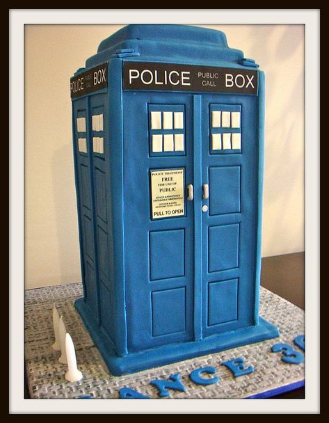 Tardis Cake | 6x6 " cake 12 " tall. Chocolate mudcake with d… | Flickr Doctor Who Cake, Dalek Cake, Dr Who Cake, Doctor Who Cakes, Tardis Cake, Black Velvet Cakes, Callebaut Chocolate, Double Chocolate Cake, Lemon Buttercream