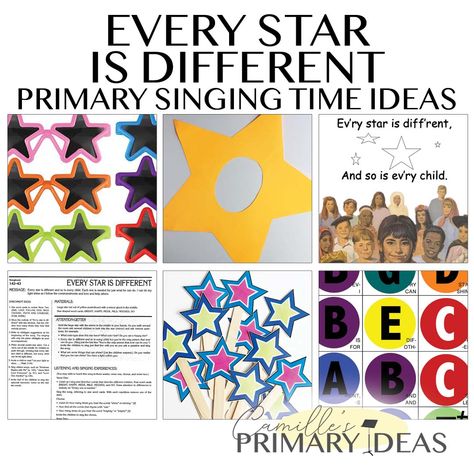 Every Star Is Different Primary Singing Time Ideas - Camille's Primary Ideas Every Star Is Different, Singing Time Lds Primary, Nursery Singing Time Ideas Lds, Primary Singing Time Ideas, Singing Time Ideas, Primary Chorister, Primary Songs, Primary Singing Time, Primary Ideas