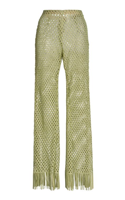 Cropped Macrame Crochet Skinny Pants By Giambattista Valli | Moda Operandi Moda Operandi Pants, Macrame Crochet, Giambattista Valli, Lace Fashion, Gladiator Sandals, Style Design, Moda Operandi, Fashion Collection, Knit Crochet