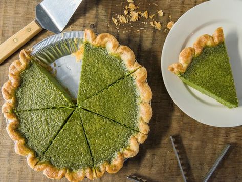 Matcha Pie Recipe - NYT Cooking Matcha Pie, Matcha Custard, Green Pie, Matcha Green Tea Recipes, New York Times Cooking, Coconut Jam, Green Tea Ice Cream, Glazed Doughnuts, Green Tea Recipes