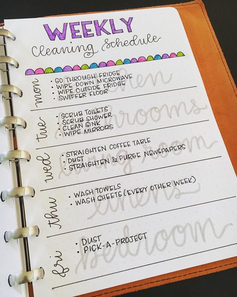 bullet journal idea | bujo house cleaning schedule by week Bullet Journal Cleaning Schedule, How To Bullet Journal, Study Vibes, Cleaning Painted Walls, Weekly Cleaning Schedule, Daily Planning, Deep Cleaning Tips, Weekly Cleaning, Clean Sink