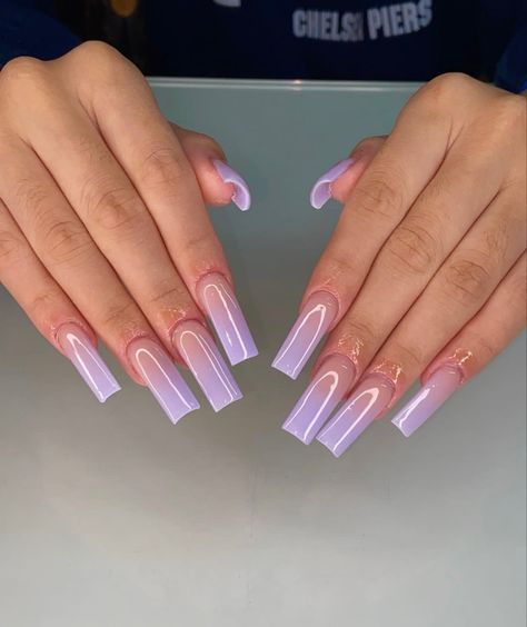 Cut Dog Nails, Light Purple Nails, Purple Ombre Nails, Violet Nails, Nail Designs Ideas, Purple Acrylic Nails, Lilac Nails, Square Nail, Square Nail Designs