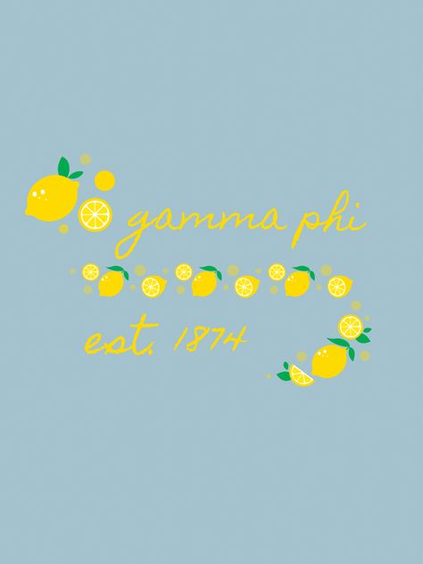 Lemon Bid Day Theme, Gamma Phi Beta Graphic, Gphi Graphics, Theta Merch, Crop Ideas, Sorority Themes, Blue Aesthetics, Recruitment Themes, Sorority Banner