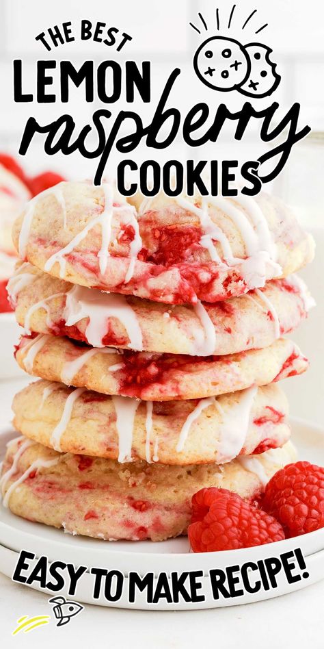 Tart lemon and sweet raspberries combine to make these lemon raspberry cookies a sweet must-make cookie. Lemon Raspberry Cookies, Raspberry Cookie Recipes, Lemon Crinkle Cookies, Lemon Cookies Recipes, Raspberry Cookies, Lemon Diet, Spaceships And Laser Beams, Raspberry Recipes, Lemon Raspberry