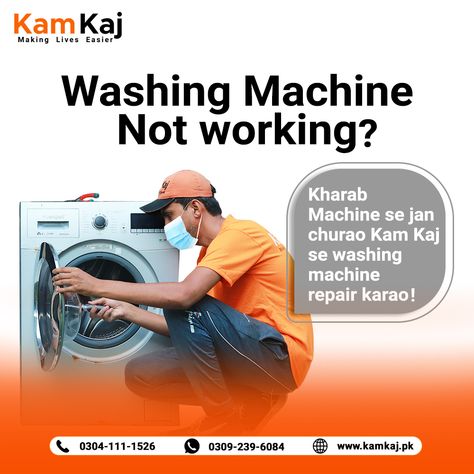 Call Our Experts For Front Load Washing Machin Repair Services: Let Us Handle Your Laundry Woes. Book Now: https://www.kamkaj.pk/p/washing-machine-repair Call us now: 0304-111-1526 WhatsApp: 0309-2396084 Playstore: https://bit.ly/2NclU5o AppStore: https://apple.co/38BmLEr #KamKaj #WashingMachineRepairService #HomeService #Karachi #Lahore #WashingMachine #WashingMachineRepair Washing Machine Repair Service, Washing Machine Repair, Making Life Easier, Cleaning Service, Washing Machine, Repair, Let It Be, Books, Quick Saves