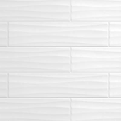 Restore Bright White 4 in. x 16 in. Ceramic Wavy Wall Tile (13.20 sq. ft. / case) Wavy Wall, Transitional Tile, Mold In Bathroom, White Wall Tiles, Tiles For Wall, Large Format Tile, Modern Tiles, White Subway Tile, Subway Tile Backsplash