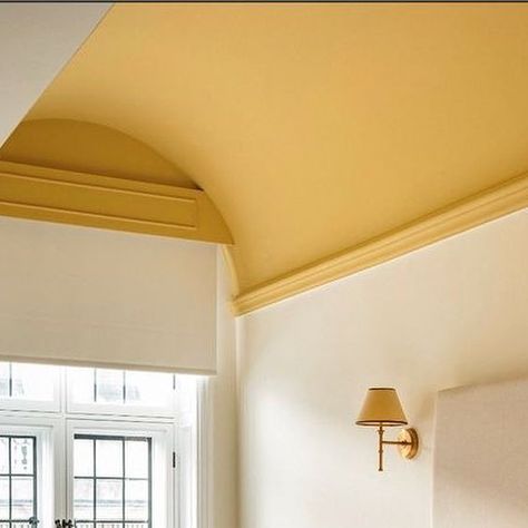 Mirko Gentile on Instagram: "A volted yellow ceiling…what can you ask more!?! A beautiful bedroom in n.1 St. James developed by @obbard_ltd decorated in collaboration with @mad_about_the_house Goodnight 💛 . . . #decor #decoration #designinspiration ##homeinterior #homestyle #interior #interior123 #interior4all #interiorandhome #interiordecor #interiordecorating #interiordesigners #interiordesignideas #homedecor #homeinspiration #homeinteriors #interiordesigninspiration #interiordesigns #int Mustard Ceiling, Yellow Room Ideas, Bedroom Inspirations Yellow, Mustard Yellow Bedroom, Mustard Yellow Bedrooms, Destined To Be Together, Terracotta Floor Tiles, Yellow Ceiling, Ceiling Painting