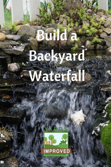 A backyard waterfall can add to your peace and relaxation. And it's a project you can undertook yourself! Here's how you can add your mini-Niagara to your yard. Small Garden Waterfalls, Small Backyard Ponds, Backyard Waterfall, Diy Waterfall, Building A Pond, Goldfish Pond, Pond Maintenance, Backyard Pond, Garden Pond Design