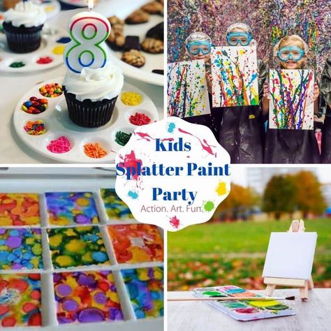 Kids' Splatter Party™ - Pinspiration Glow Paint, Wood Easel, Tile Crafts, Splatter Paint, Party Platters, Mini Craft, Party Package, Ink Blot, Party Packages