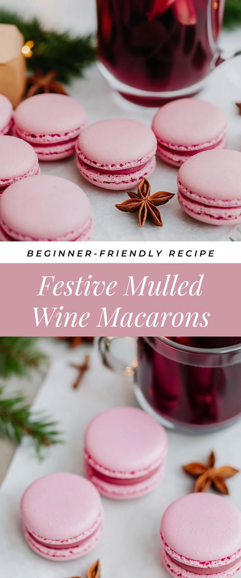 Image for Festive Mulled Wine Macarons Hot Cocoa Macarons, Holiday Macarons Flavors, Christmas Macarons Recipe, New Years Macarons, Wine Macarons, Maccarone Recipes, Holiday Macarons, Macaroons Christmas, Clematis Varieties