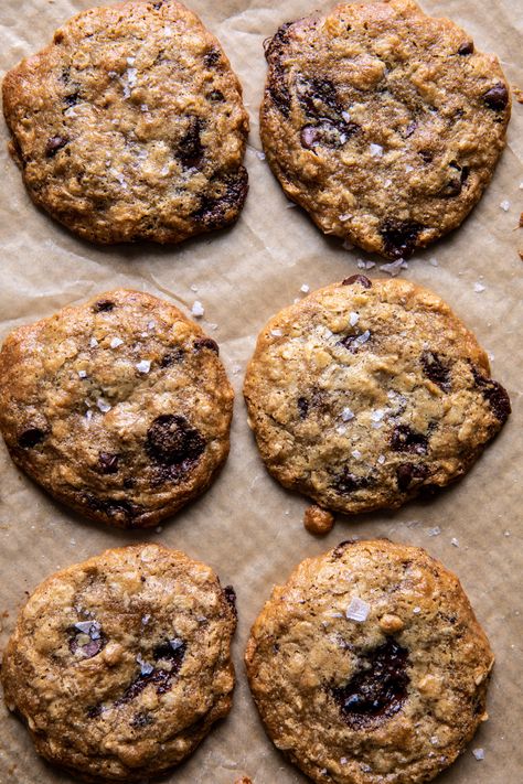 Tahini Oatmeal, Healthy Peanut Butter Cookies, Tahini Cookies, Nutter Butter Cookies, Healthy Chocolate Chip, Oatmeal Chocolate Chip, Oatmeal Chocolate, Half Baked, Cookie Calories