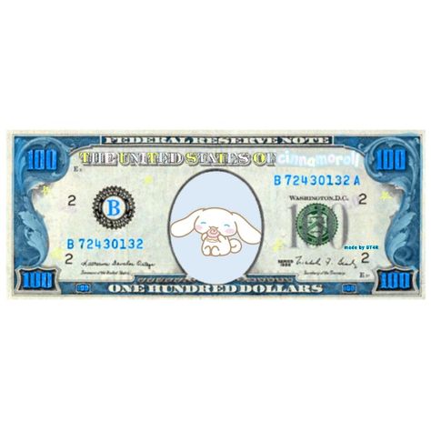 DONT TAKE WITH OUT GIVING CREDIT Cinnamoroll Money Printable, Cinnamoroll Money, Cinnamoroll Crafts, Sanrio Money, 100 Bill, Money Stickers, Money Printables, Cool Symbols, Fake Money