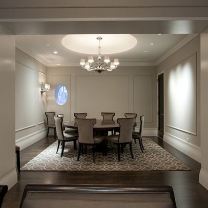 Wall Moulding Panels Design Ideas, Pictures, Remodel, and Decor Revere Pewter Dining Room, Baseboard Trim Styles, Wall Moulding Panels, 60 Round Dining Table, Baseboard Styles, Dining Room Layout, Transitional Dining Room, Round Dining Room Table, Dining Room Contemporary