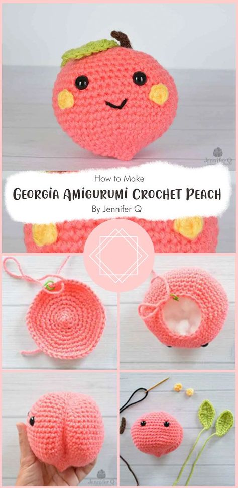 Georgia Amigurumi Crochet Peach – Free Pattern By Jennifer Q is a fun and colorful crochet pattern. This amigurumi is perfect for any occasion. Crochet Peach, Mushroom Patterns, Doll Amigurumi Free Pattern, Easy Amigurumi, Amigurumi Cow, Whimsical Woodland, Crochet Fruit, Crochet Mushroom, Easy Crochet Patterns Free