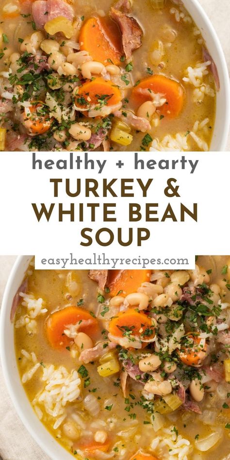 Turkey Breast Soup Recipes, Turkey Bean Soup Recipes, Creamy Turkey Soup Crockpot, Soup With Turkey Broth, Turkey And Bean Soup, Ground Turkey Bean Soup, White Bean Turkey Chili Crockpot, Turkey Broth Soup Recipes, White Beans And Smoked Turkey