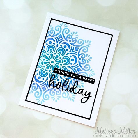 Stamping Techniques Card Tutorials, Happy Holidays Wishes, Snowflake Stencil, Gina K Designs, Clear Acrylic Stamps, Gina K, Mandala Stencils, Snowflake Cards, Card Making Tips