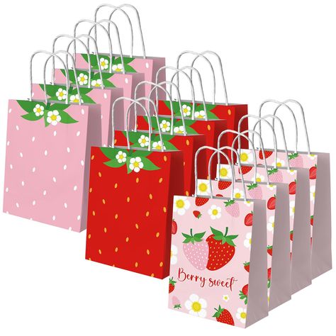 PRICES MAY VARY. Strawberry Gift Bags: You will get 12 strawberry party favors bags with 3 different styles, 4 pieces for each style, size is 6 inch ×8.5 inch. Small gift bags are enough to meet your needs for various sized parties. Paper Goodie Bags: This paper bag is made of high quality paper, sturdy, reusable and no smell, which can meet the needs of your daily life. Treat bagsPerfect to strawberry shortcake party decorations. Gift Bag with Handles: All the paper party favor bags have handle Strawberry Shortcake Goodie Bags, Sweet One Strawberry Birthday Theme, Strawberry Shortcake Party Decorations, Strawberry Shortcake Baby Shower Ideas, Strawberry Party Ideas, Strawberry Party Favors, Strawberry Baby Shower Theme, Berry Sweet Baby Shower Theme, Party Favor Bags For Kids