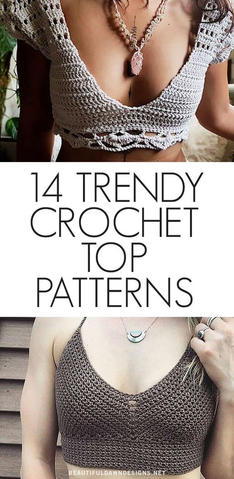 You'll love these crochet crop top patterns for those who wants to show a little skin, or simple crochet top patterns for those who want to keep things covered up. Modern Haken, Diy Crochet Top, Designer Crochet, Crochet Top Outfit, Crochet Crop Top Pattern, Crochet Ladies Tops, Cozy Crochet, Crochet Tops Free Patterns, Crochet Bralette