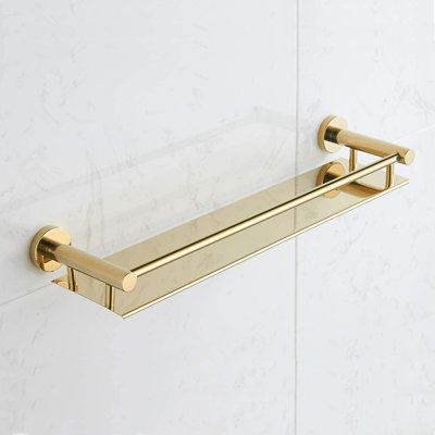 Whole body is constructed in stainless steel 304 ,never get rust. | TRUST Whole Stainless Steel 304 Shelf Bathroom Shelf 19.6 Inch Wall Mount (Gold) Metal in Yellow | Wayfair | Home Decor Floating Shelf Gold, Gold Shower Shelf, Marble Bathroom Shelf, Gold Bathroom Shelf, Powder Room Shelves, Gold Accent Bathroom, Bathroom Shelves Decor, Gold Floating Shelves, Apothecary Bathroom