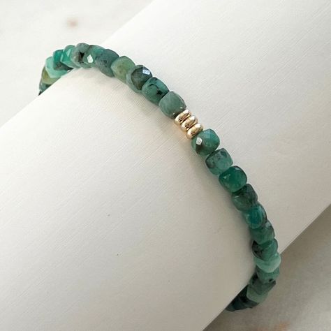 Emerald solid gold bracelet - Luck Strings Gem Stone Bracelet, Emerald Bracelet, Awareness Bracelet, Emerald Bead, Bracelet Design, Minimalist Bracelet, Bead Jewelry, Understated Elegance, Green Emerald