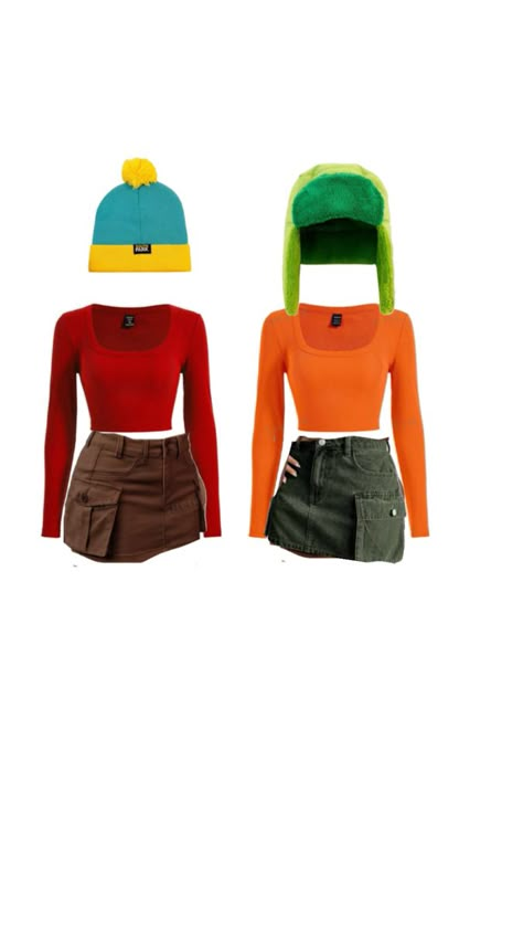 South Park Halloween Costume Women, Movie Duos Costumes, South Park Halloween Costume, Cartoon Network Costumes, Cute Group Costumes, South Park Costume, Easy Duo Costumes, South Park Halloween, Friend Group Ideas