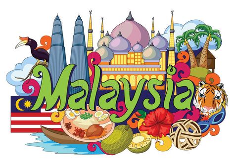 Illustration about Vector illustration of Doodle showing Architecture and Culture of Malaysia. Illustration of hibiscus, holiday, background - 72405653 Other Words For Happy, Malaysia Poster Design, Words For Happy, Malaysia Illustration, Malaysia Poster, Travis Scott Iphone Wallpaper, Free Invitation Cards, Independence Day Poster, Lukisan Comel