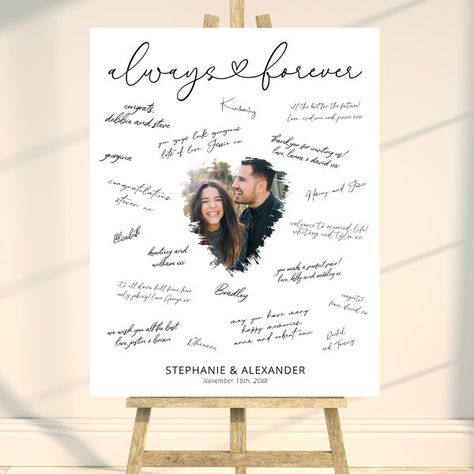 Wedding Signature Guest Photo Foam Board Always Forever, Shop Wedding, Free Birthday Invitations, Free Birthday Invitation Templates, Kids Stationery, Wedding Date, Permanent Marker, Simple Wedding, Free Birthday Stuff